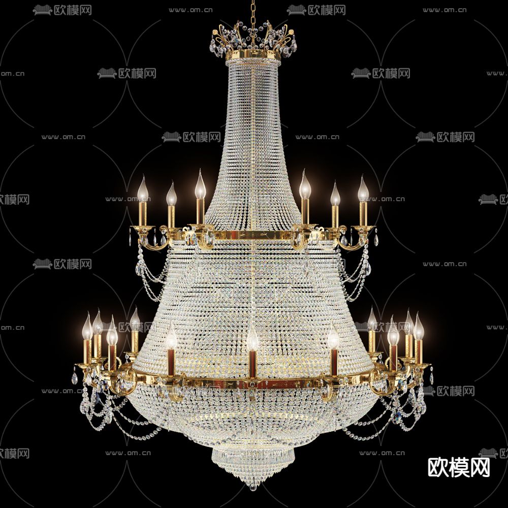 欧式大型水晶吊灯3d模型