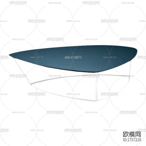 现代极简不锈钢蓝色实木异形茶几下载