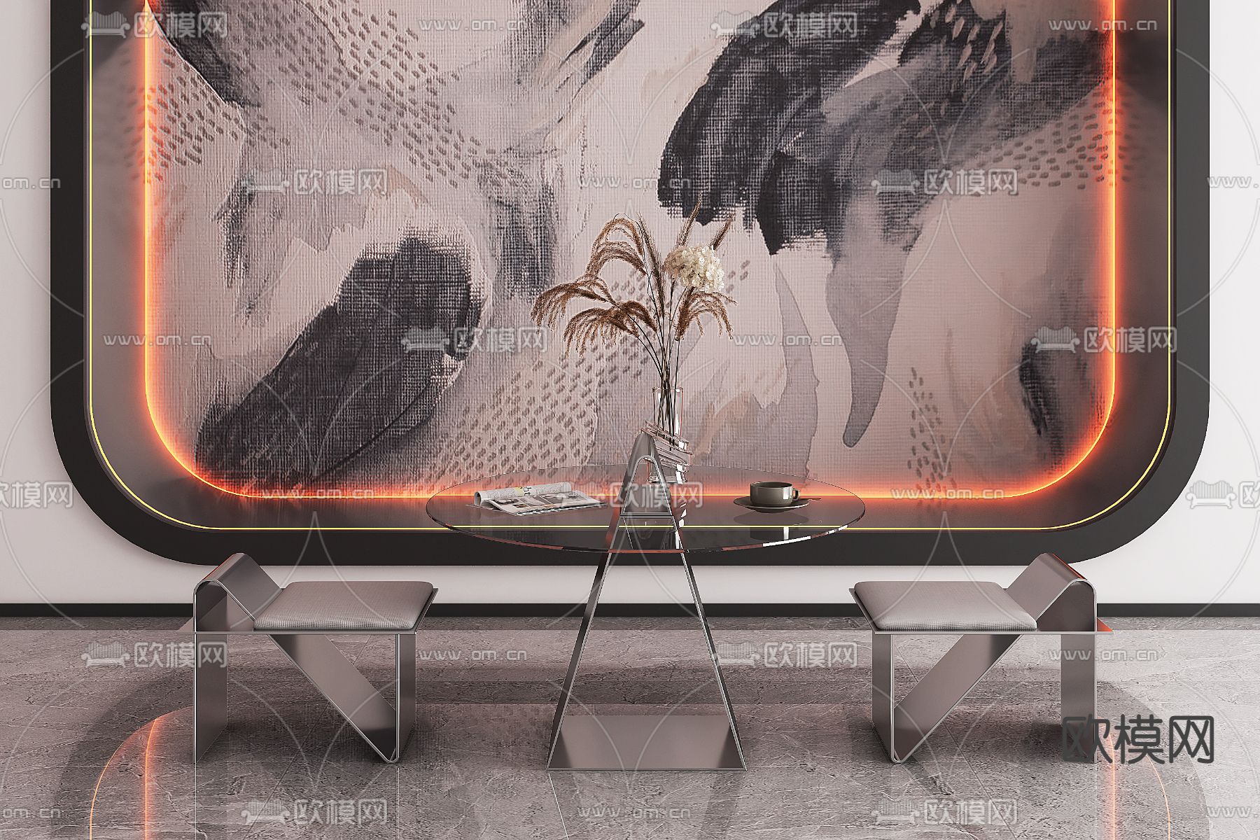 现代铁艺休闲桌椅3d模型下载