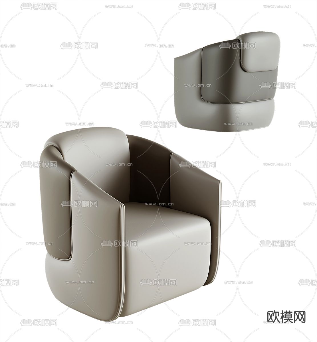 现代皮革单人沙发3d模型
