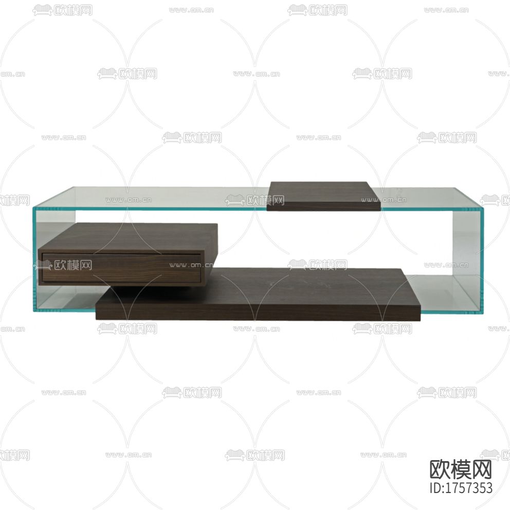 现代简约实木玻璃方形茶几下载
