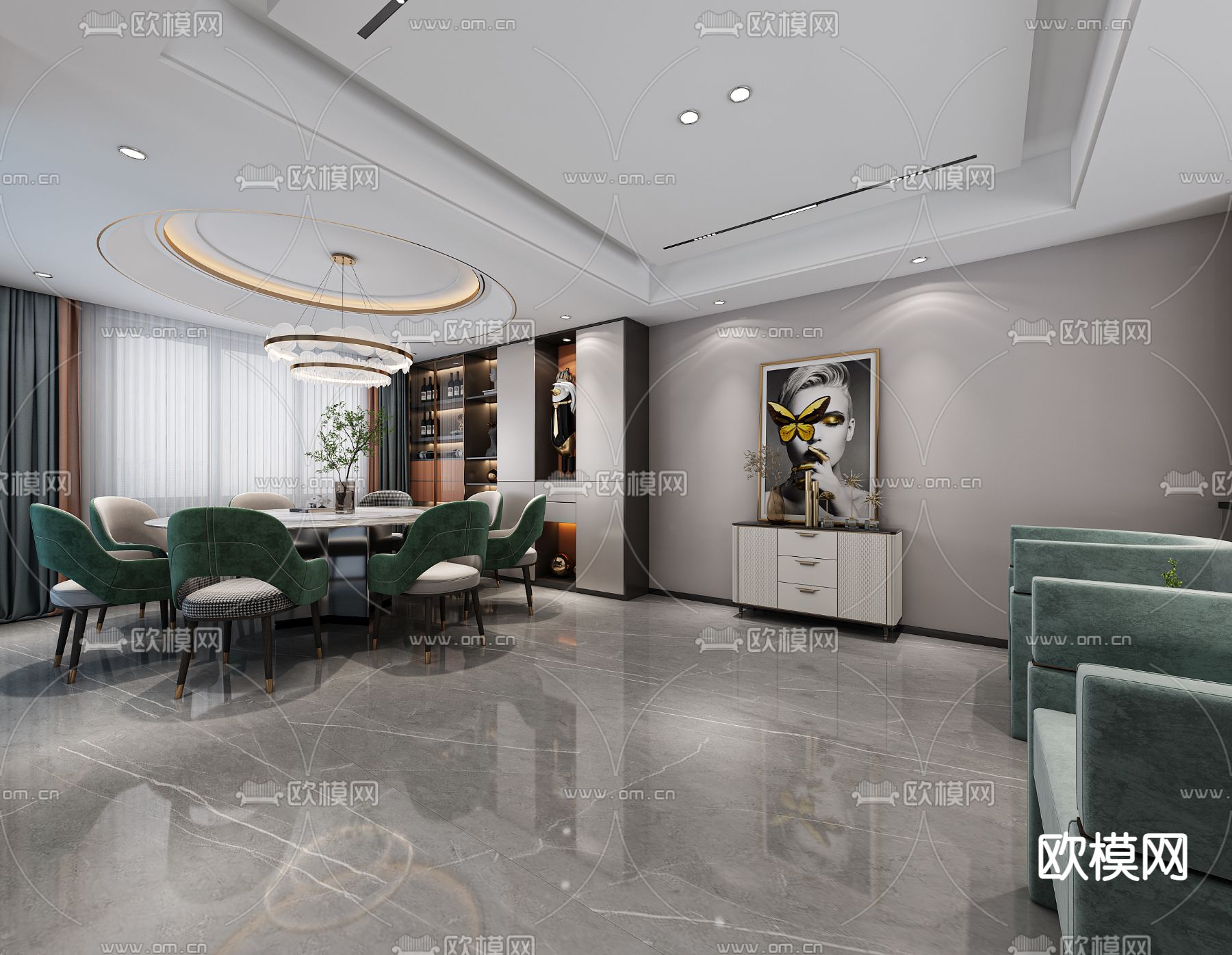 现代轻奢餐厅免费3d模型