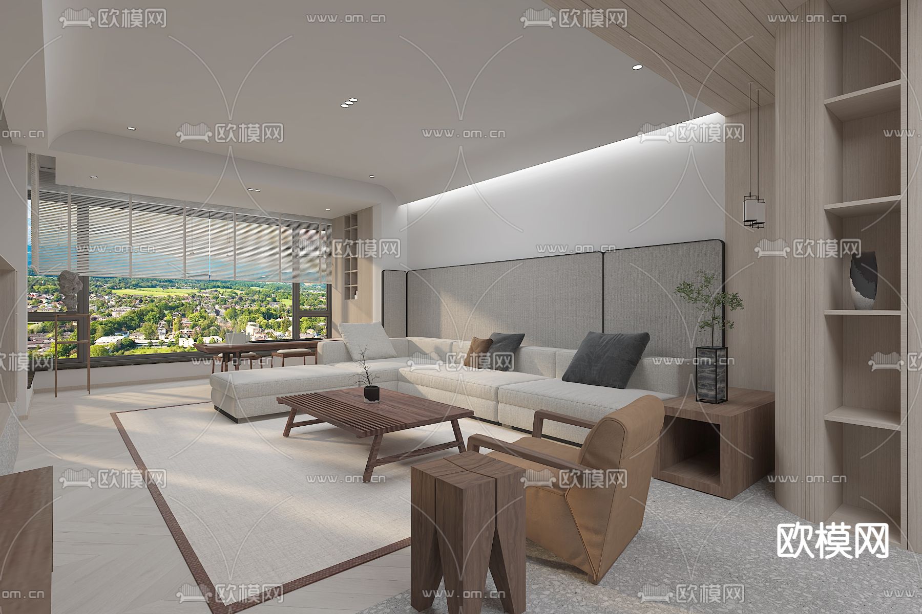 侘寂客餐厅免费3d模型下载（渲染图1）