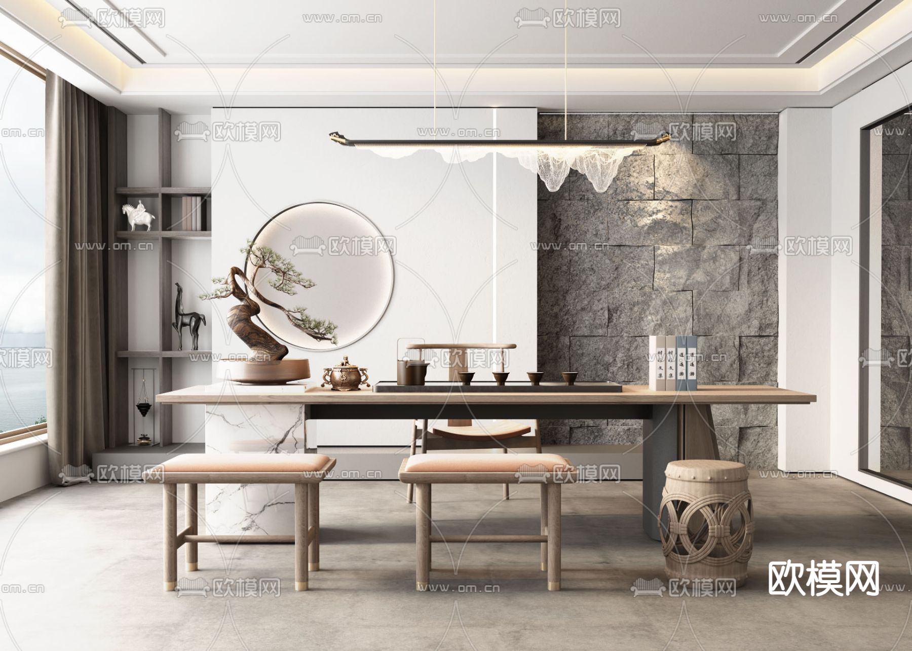 新中式茶室3d模型
