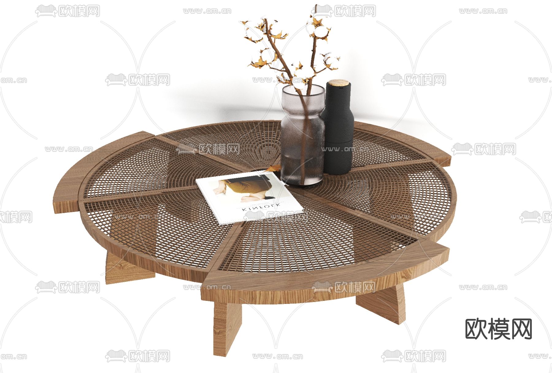 侘寂实木茶几免费3d模型下载