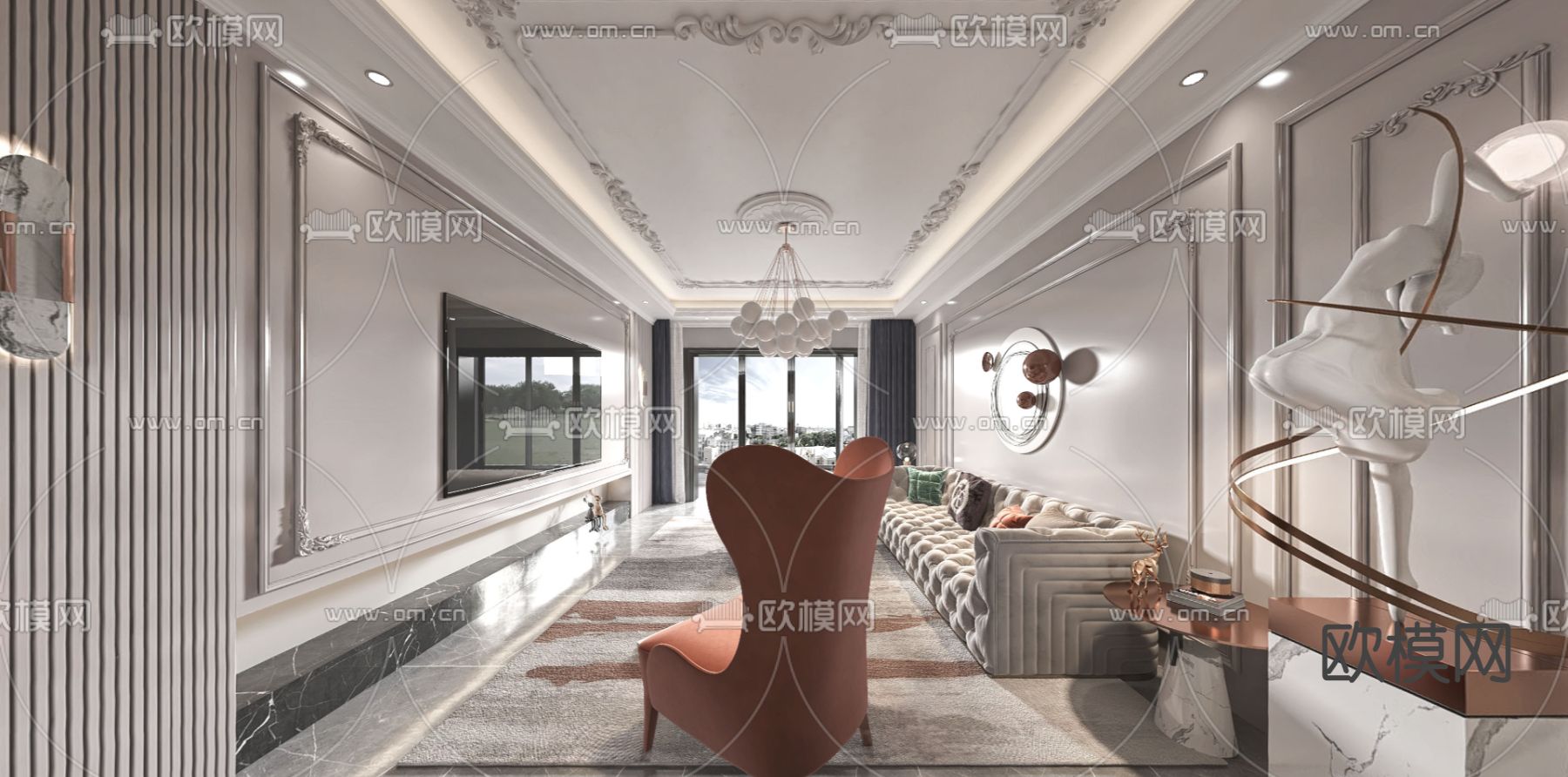 法式轻奢客餐厅vr全景3d模型