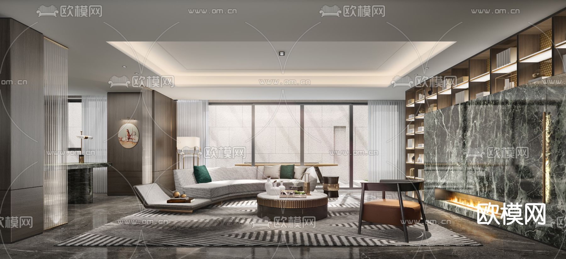 现代地下室休息室3d模型下载