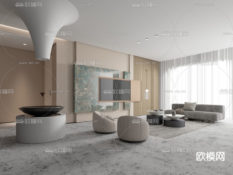 现代客厅免费3d模型下载_ID11602806_3dmax免费模型-欧模网