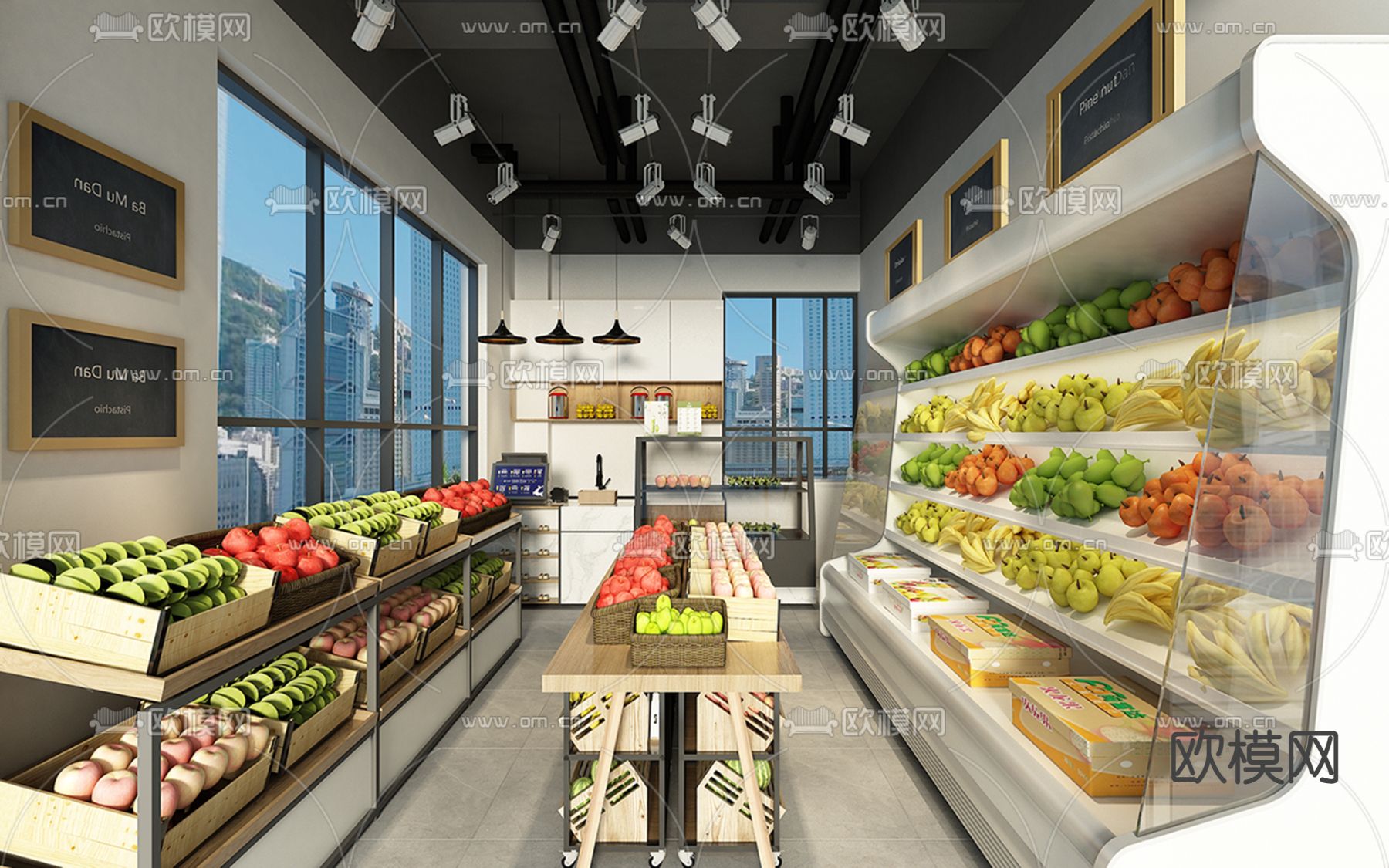 现代水果店免费3d模型下载（渲染图1）
