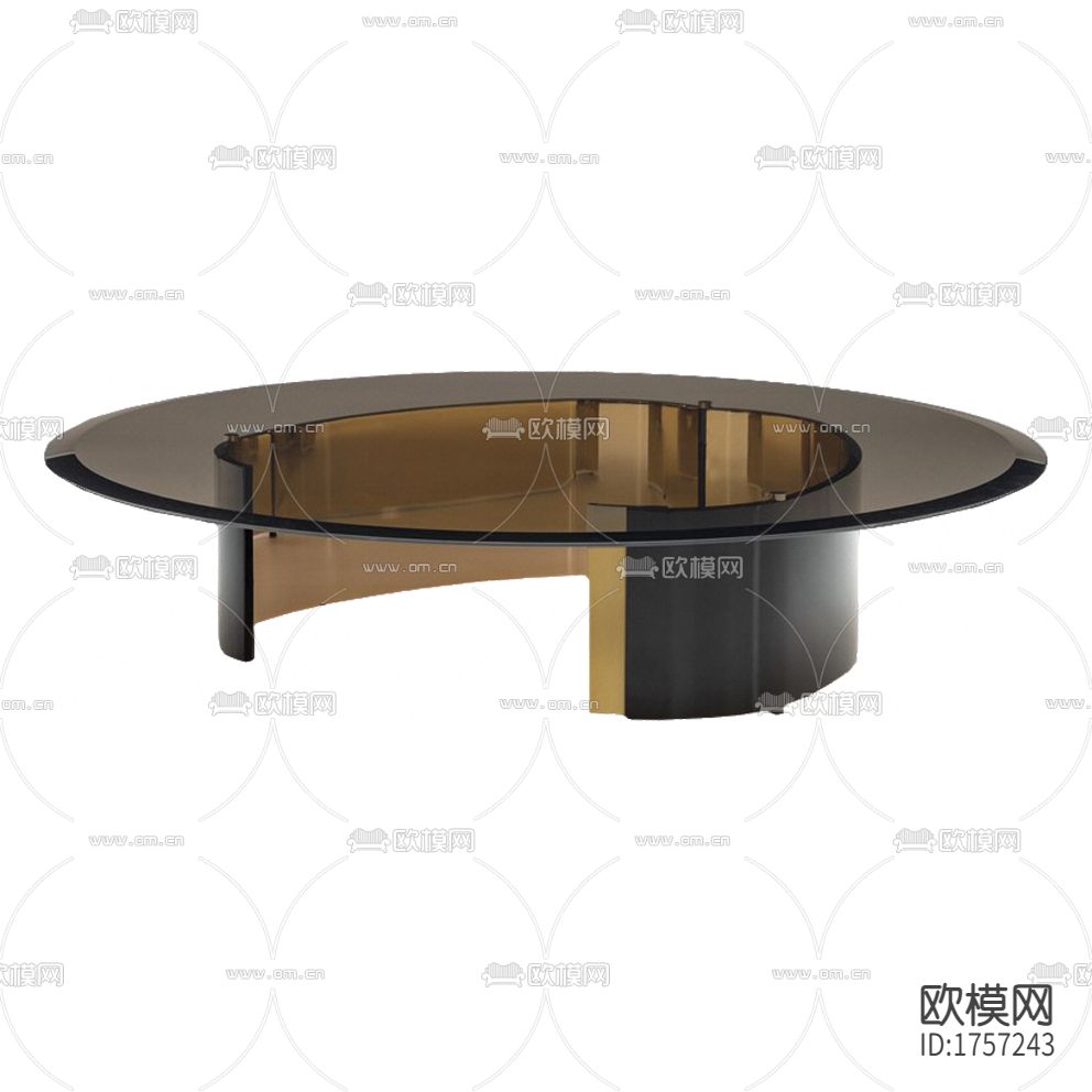 现代简约不锈钢茶色玻璃圆形茶几