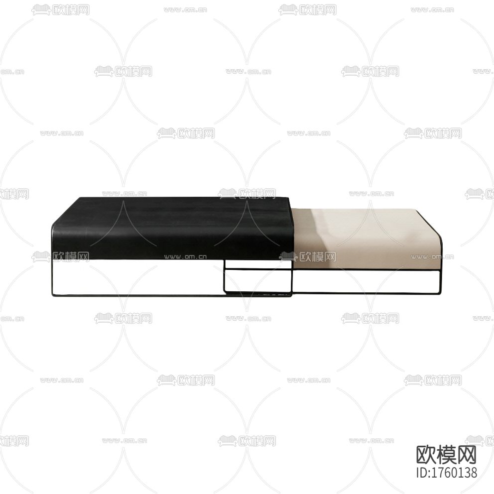 现代极简黑白色不锈钢皮面双头茶几下载