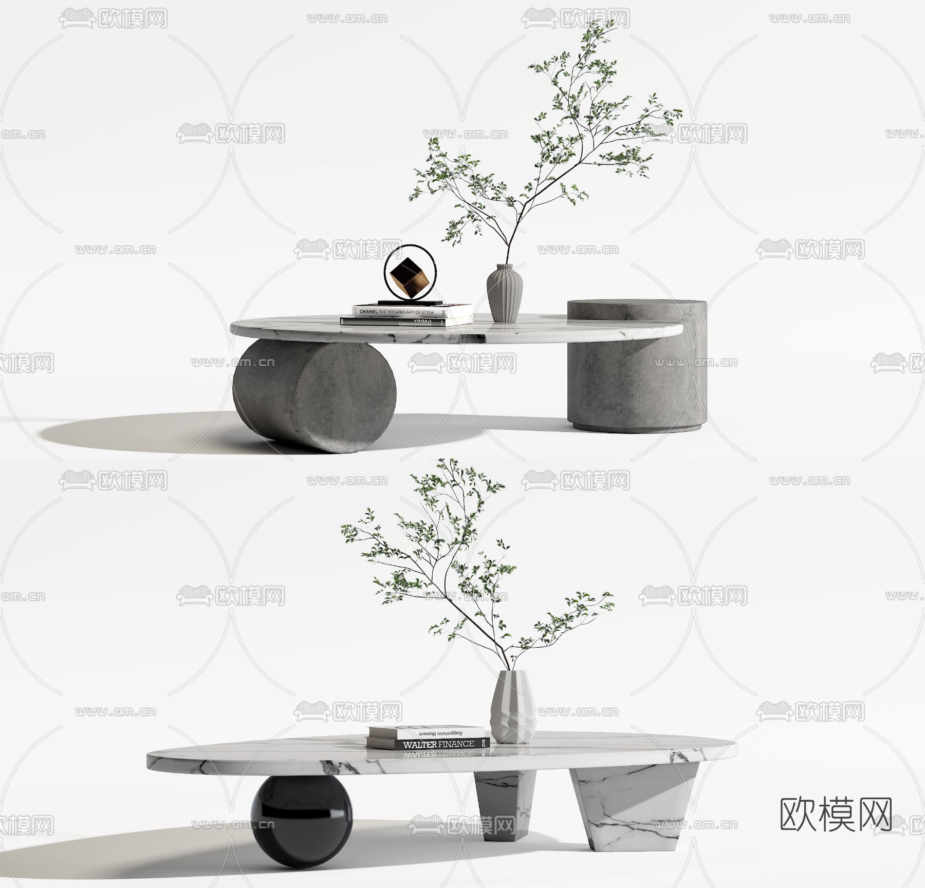 现代大理石茶几3d模型