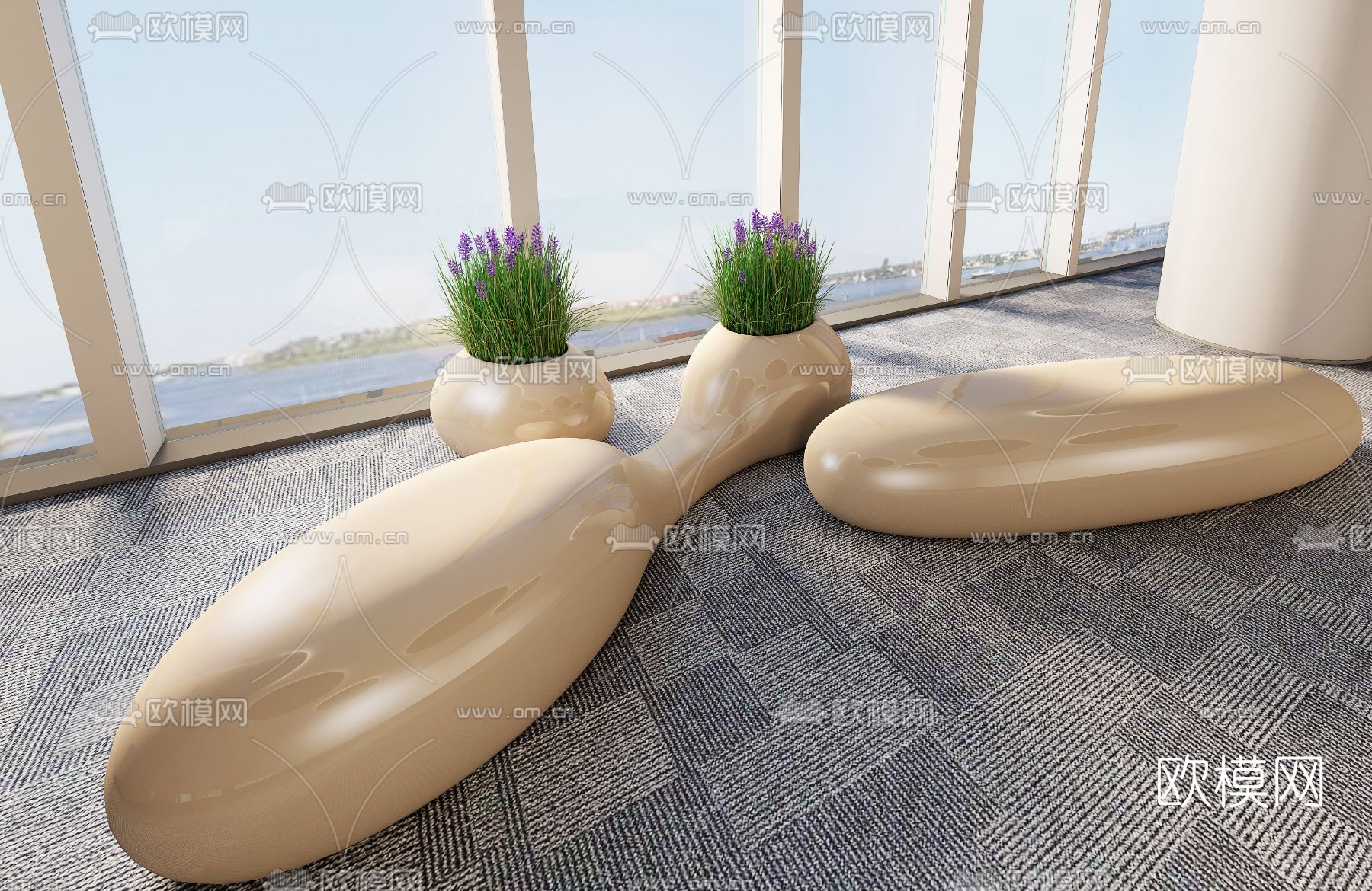 现代商场异形公共椅3d模型