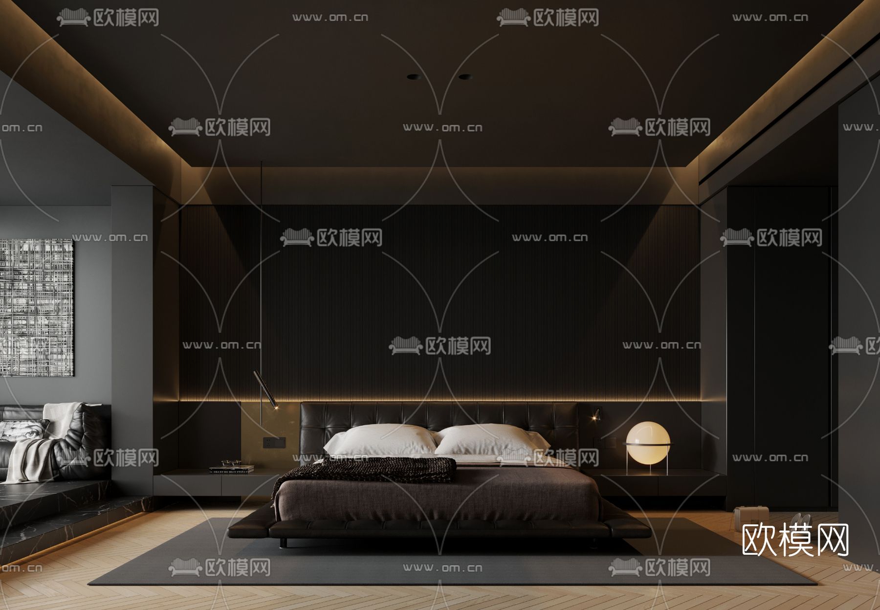 暗黑风卧室3d模型