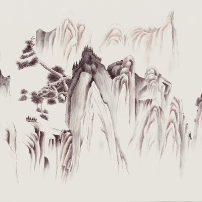  新中式水墨壁画 