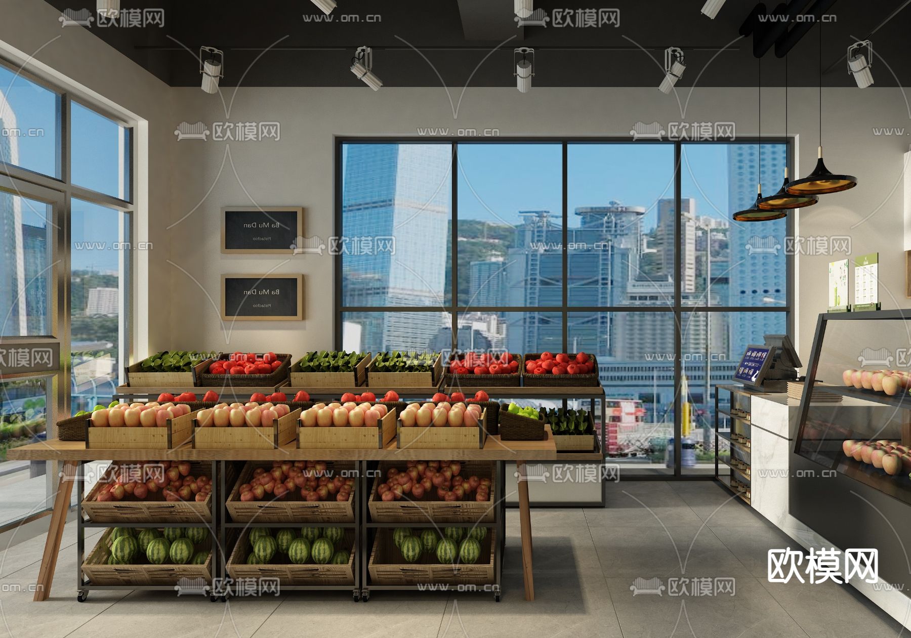 现代水果店免费3d模型下载（渲染图2）