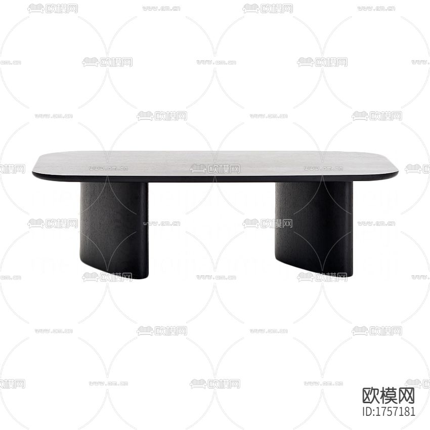 现代极简黑色实木茶几