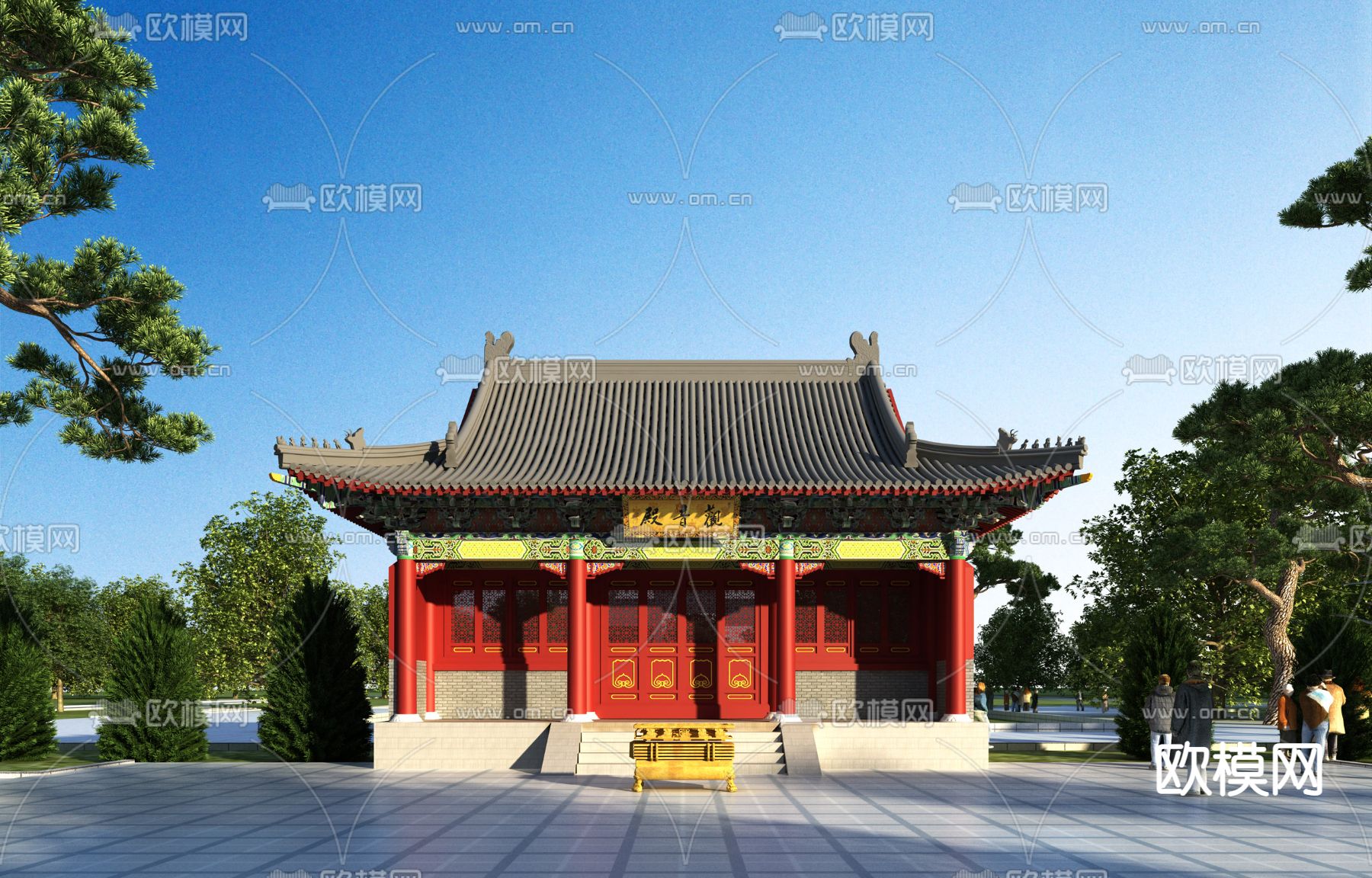 中式古建庙宇3d模型