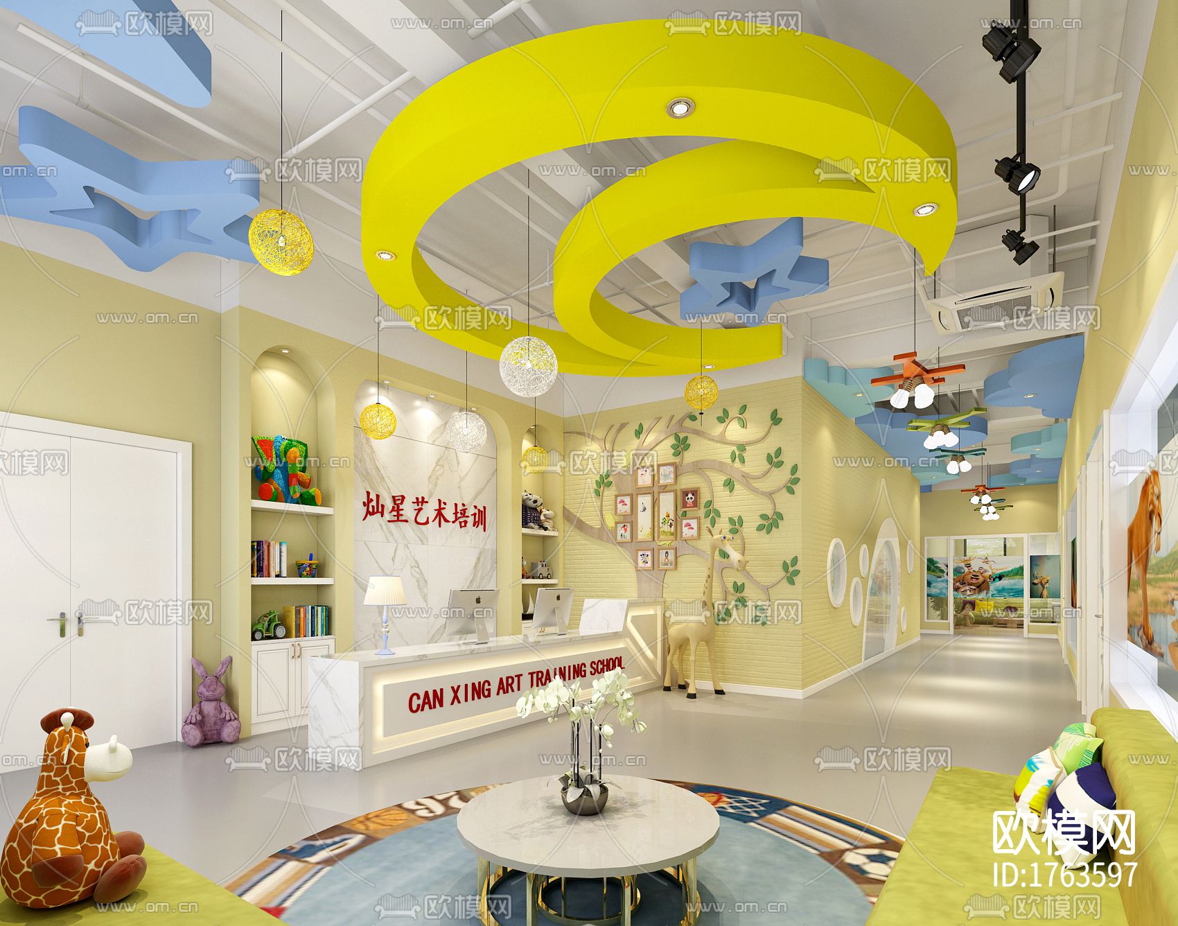 舞蹈培训学校cad施工图下载（渲染图7）