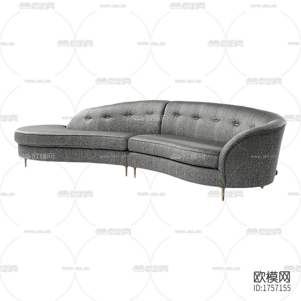 现代简约胡思而布艺弧形多人沙发