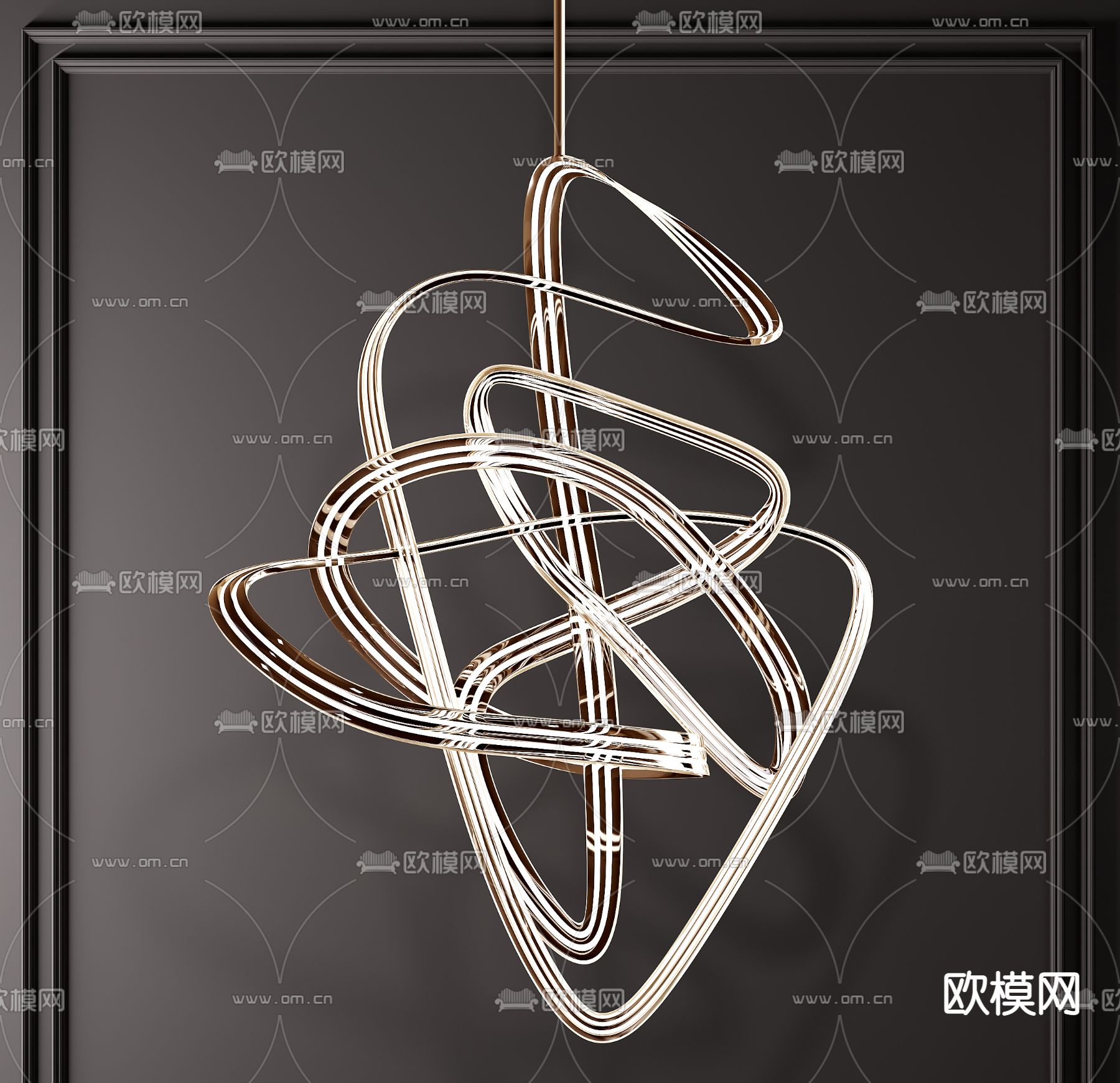 现代水晶飘带装饰吊灯3d模型下载_ID11616512_3dmax免费模型-欧模网
