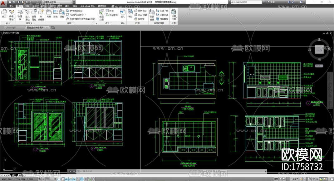 厨房cad施工图-免费3dmax模型库-欧模网