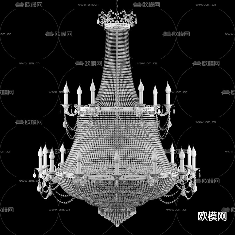 欧式大型水晶吊灯3d模型