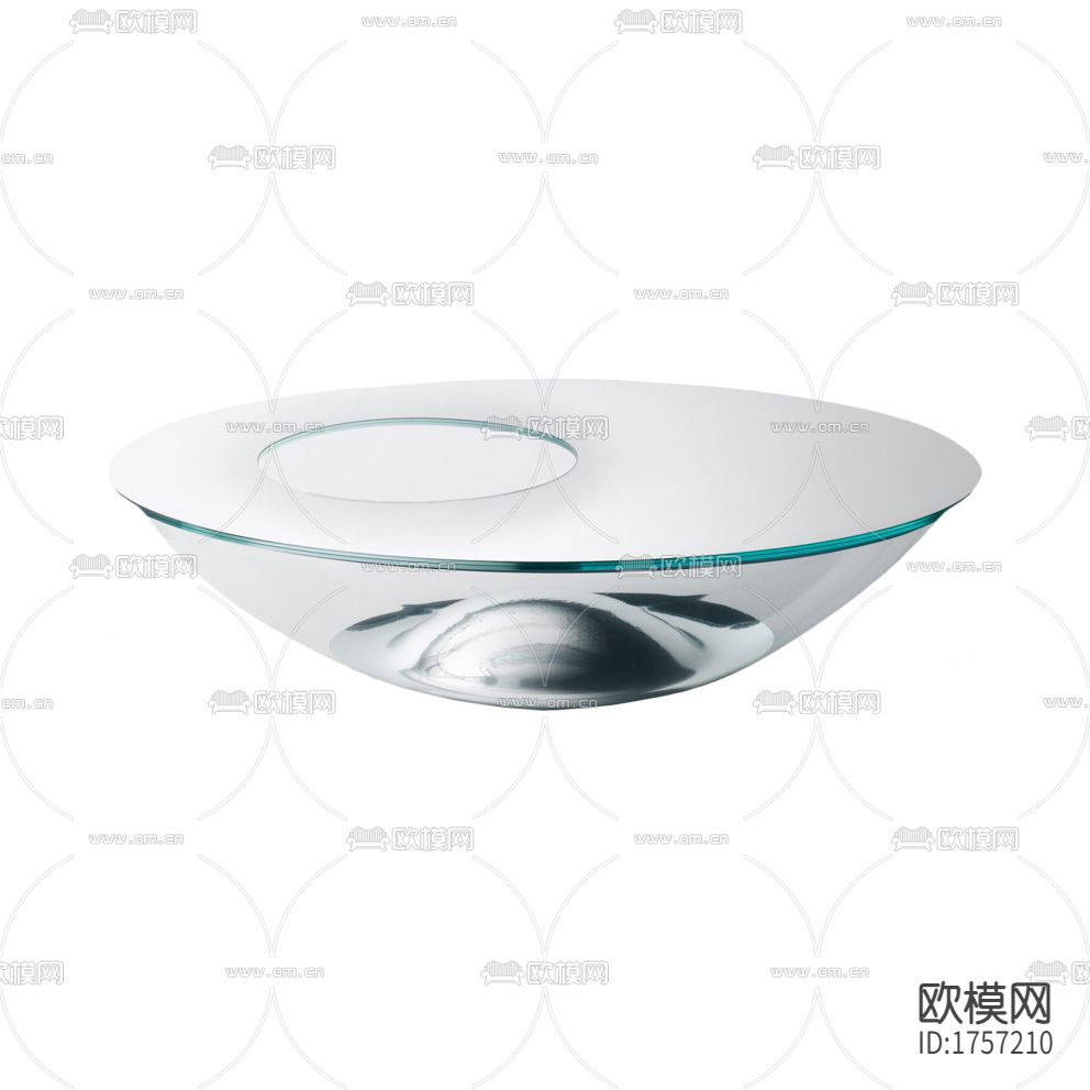 现代极简清玻璃圆形茶几
