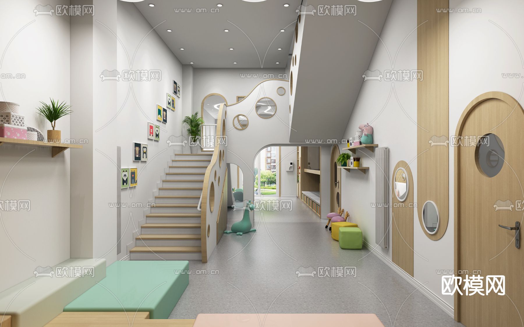 现代幼儿园大厅3d模型