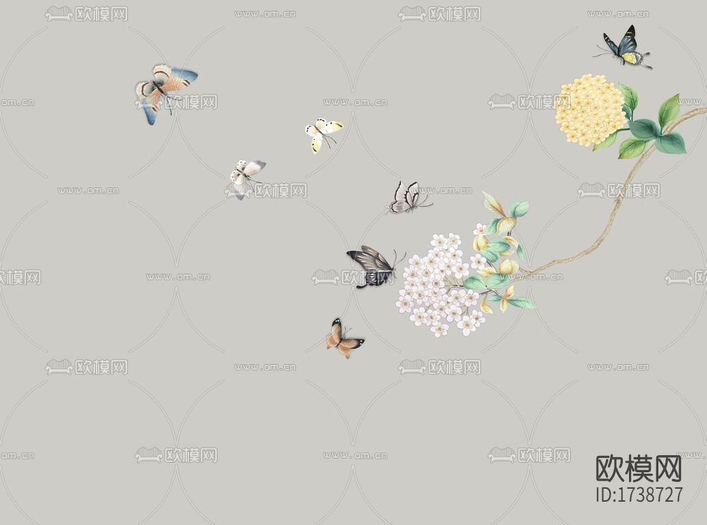 新中式水墨壁画下载（渲染图9）