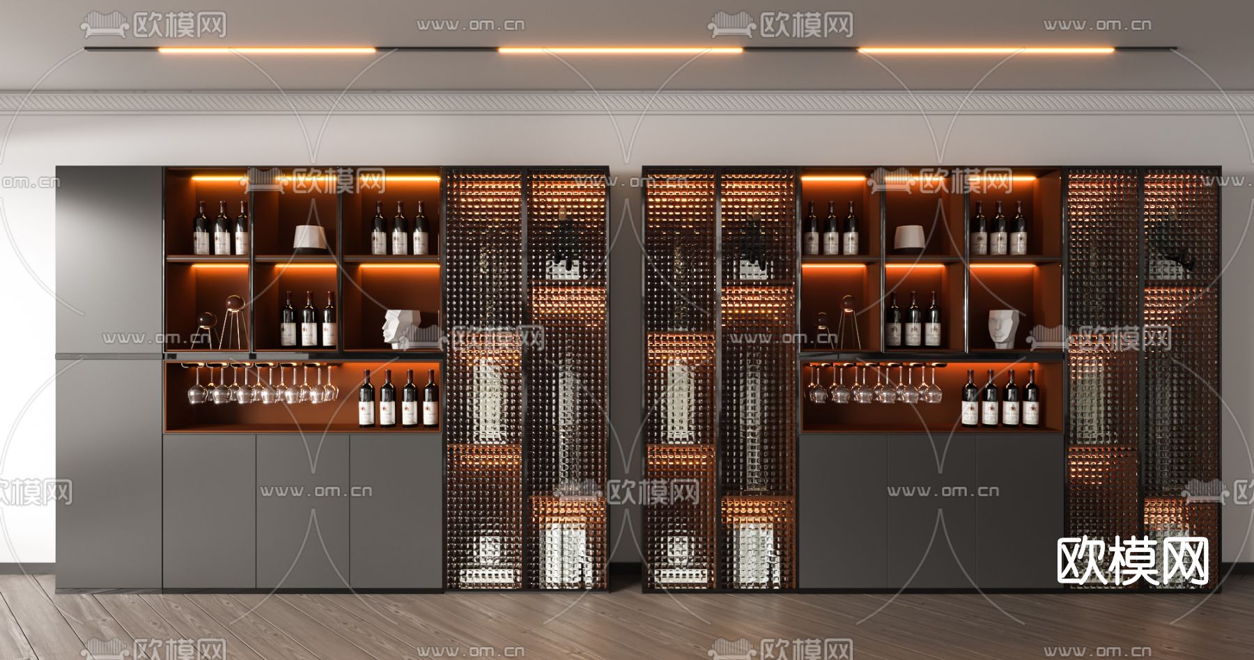 现代轻奢酒柜su模型