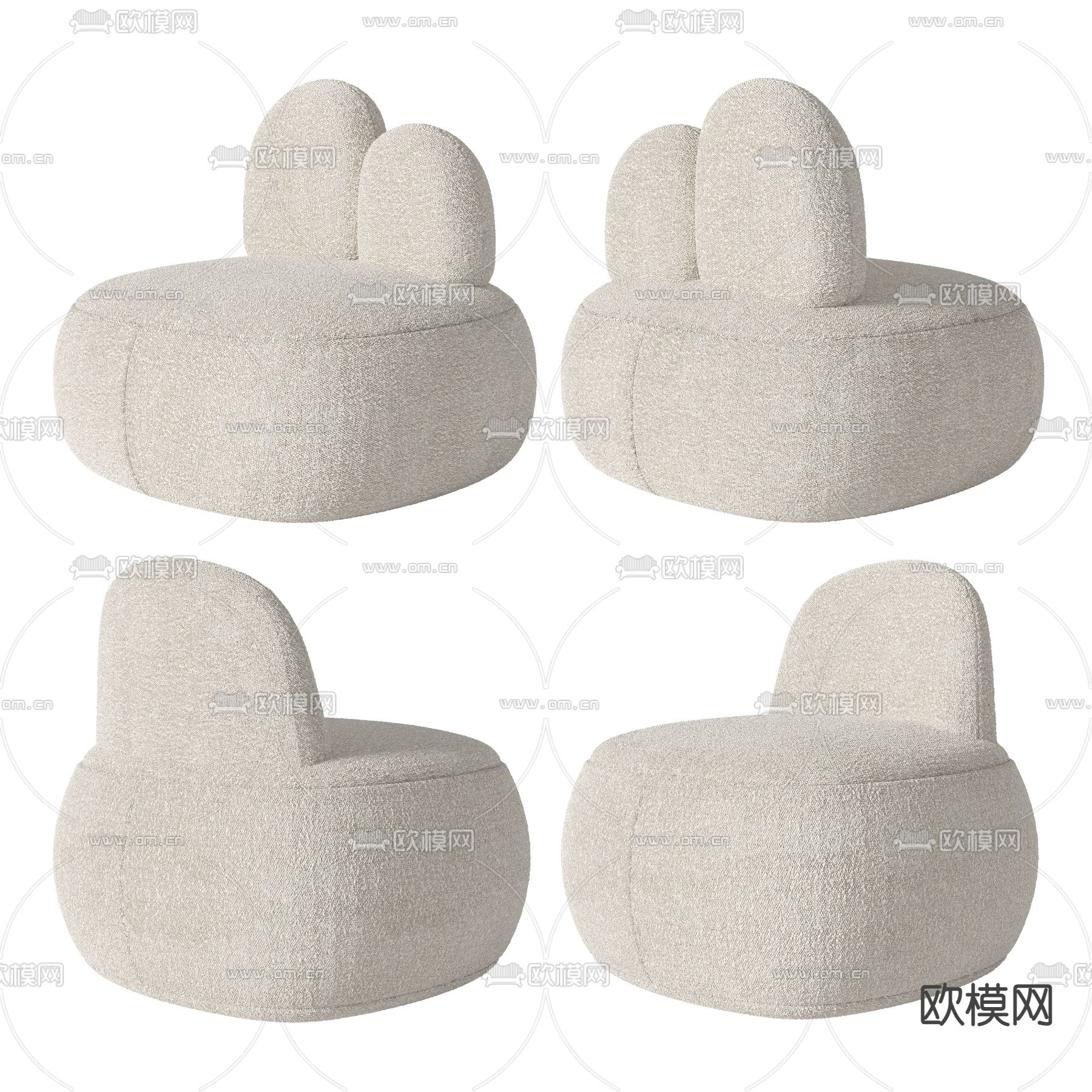 现代布艺休闲沙发3d模型