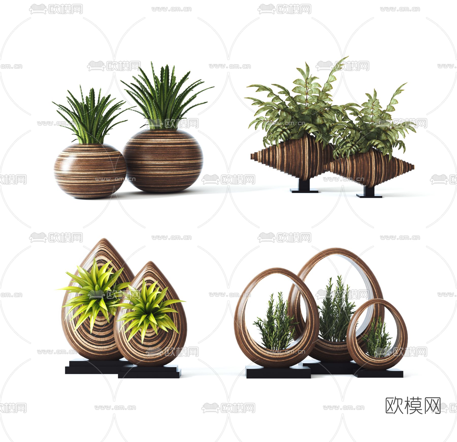 现代绿植盆栽3d模型