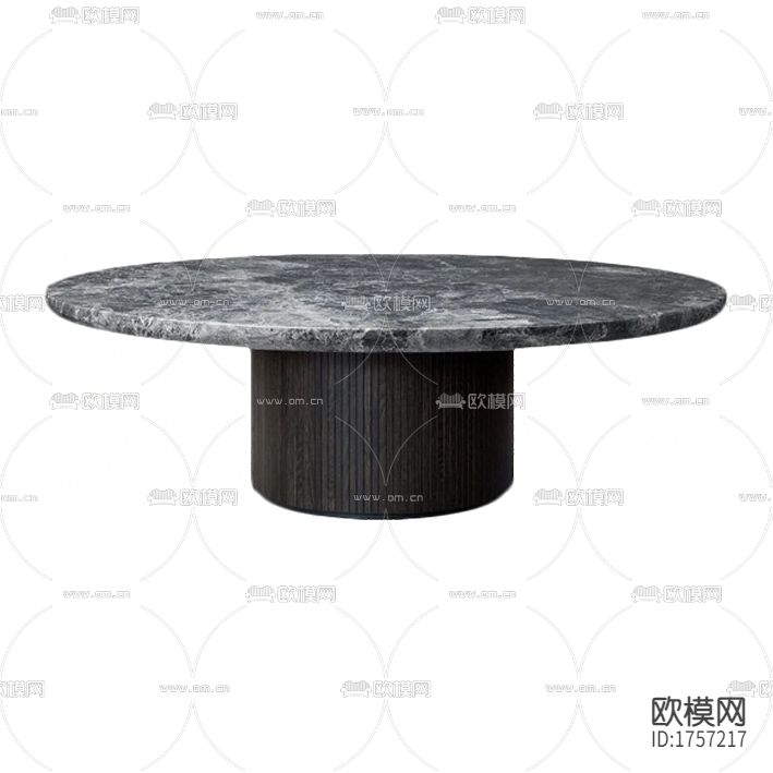 现代简约黑色实木大理石圆形茶几下载
