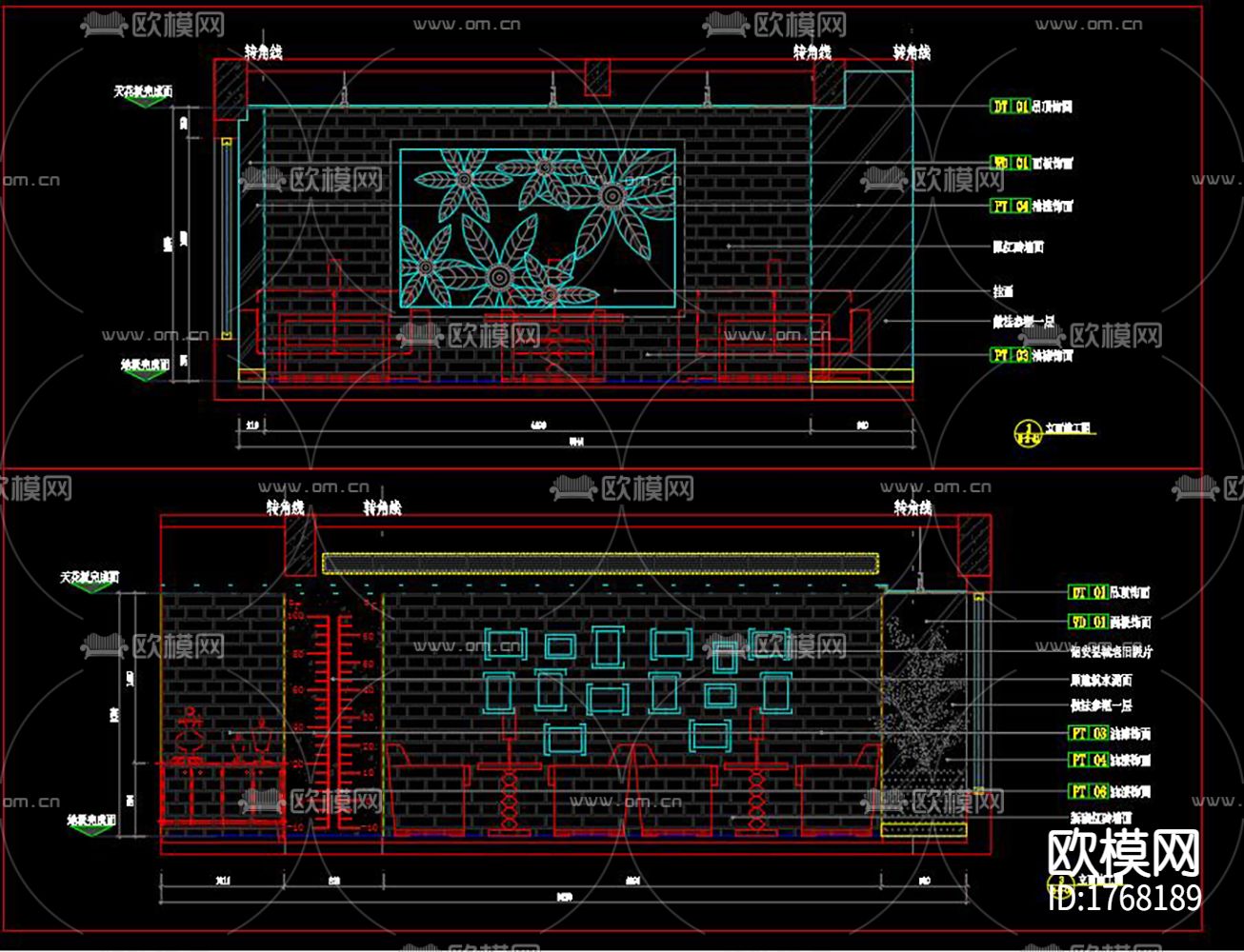 餐厅cad施工图下载（渲染图6）