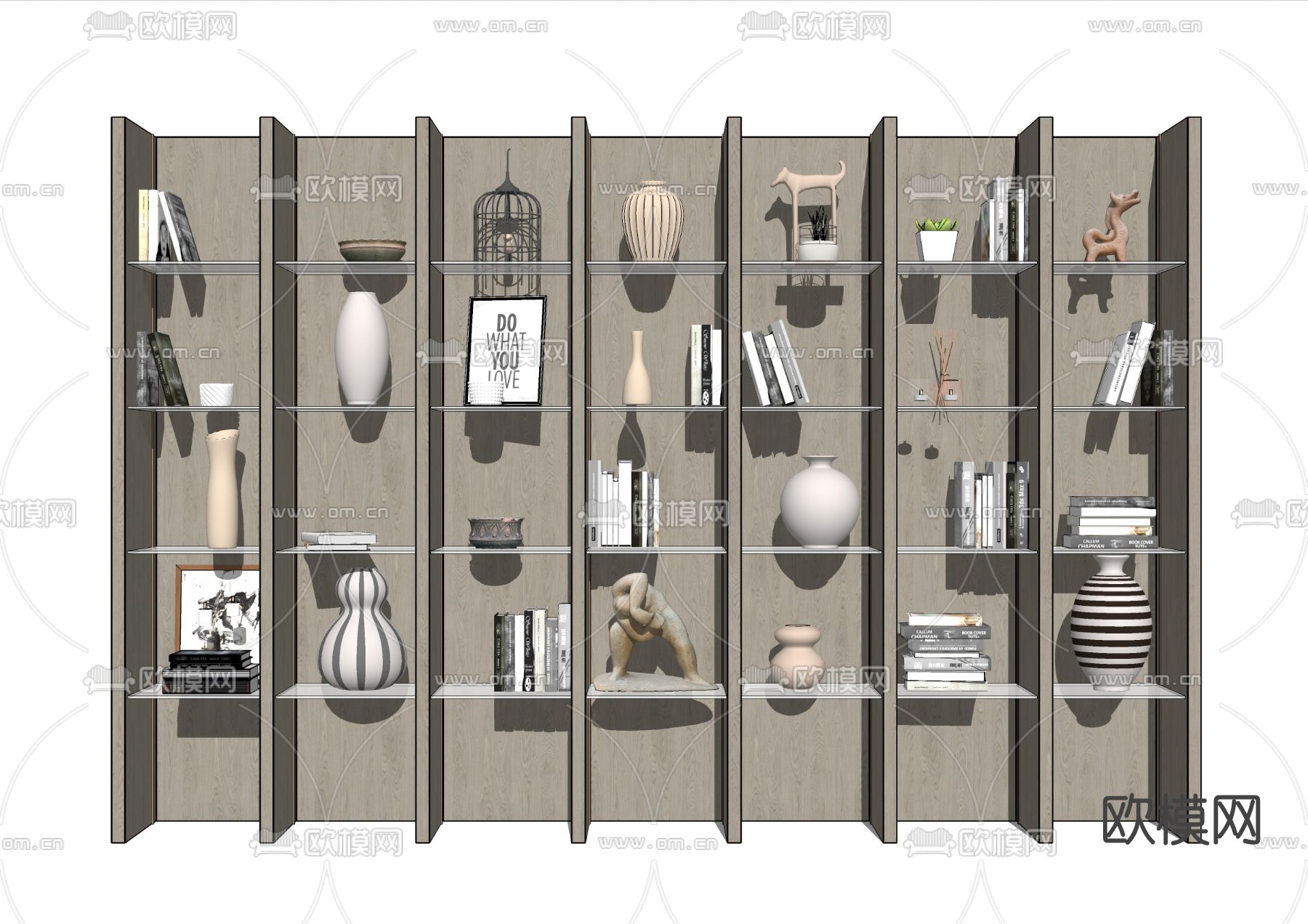 现代书架su模型下载（渲染图3）