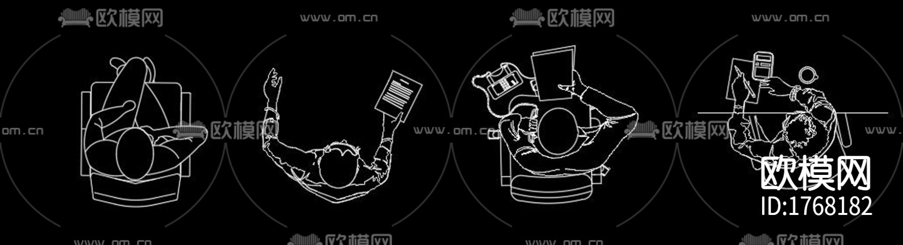 办公室cad施工图下载（渲染图3）