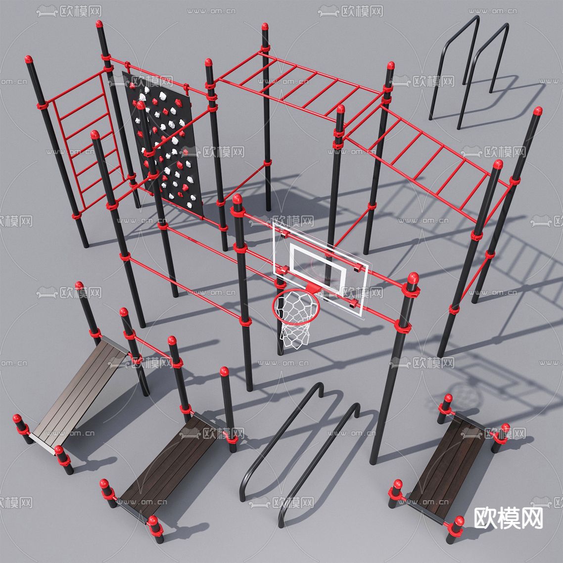 现代户外健身器材3d模型
