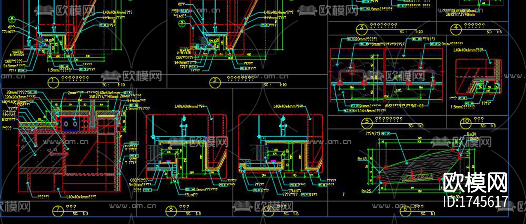 中庭栏杆节点大样下载（渲染图6）