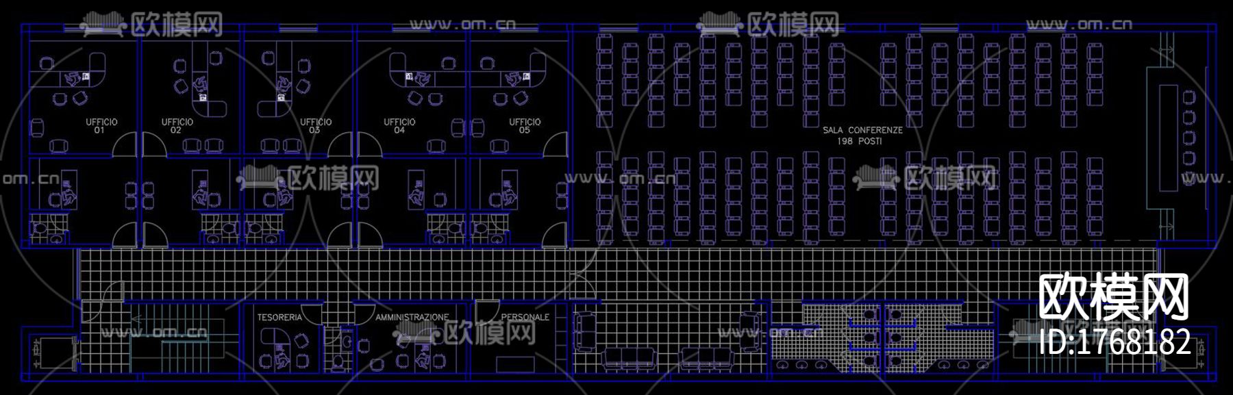 办公室cad施工图下载（渲染图5）
