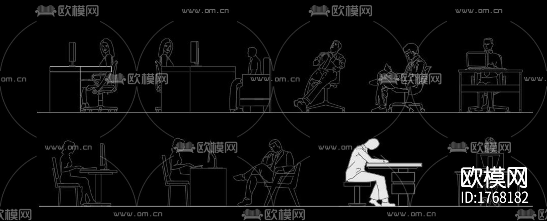 办公室cad施工图下载（渲染图7）