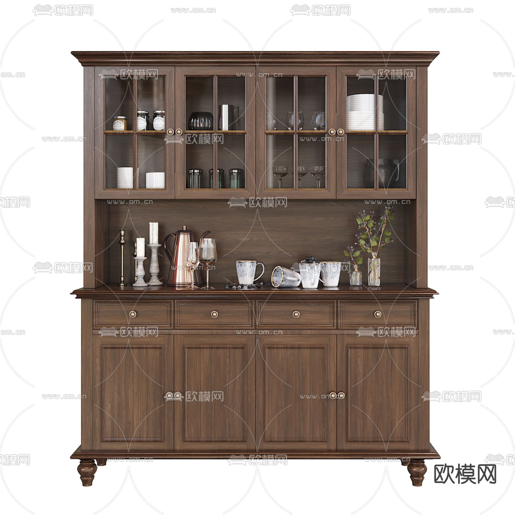 美式实木酒柜3d模型