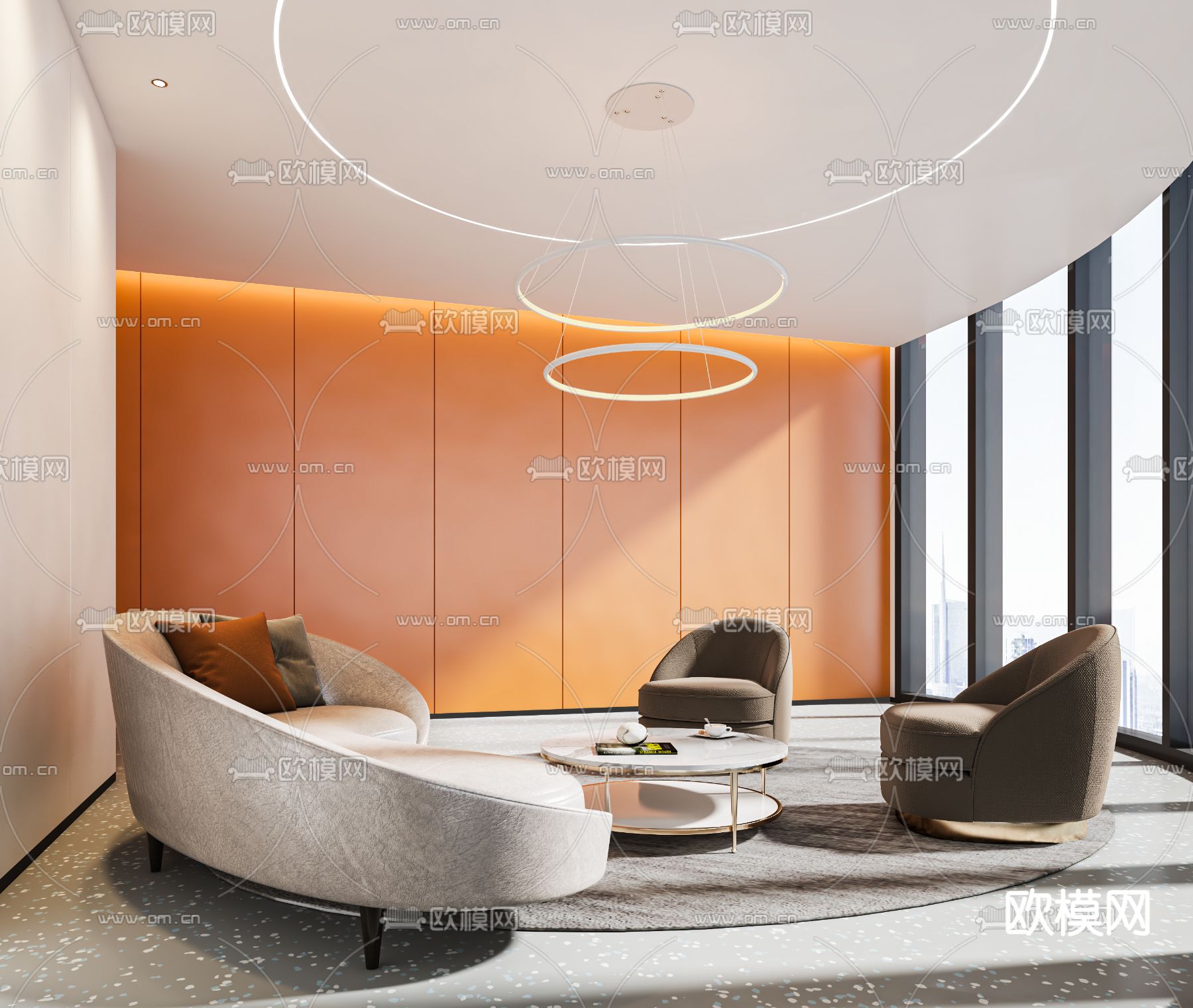 现代公司接待室免费3d模型下载