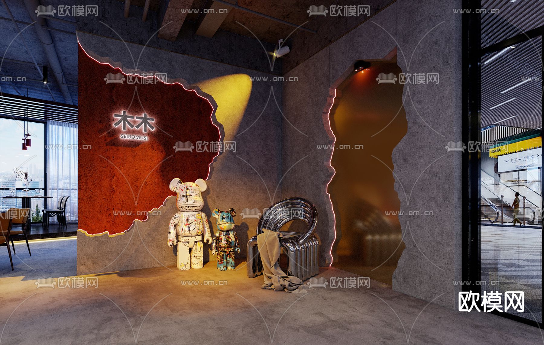 工业风主题餐厅3d模型
