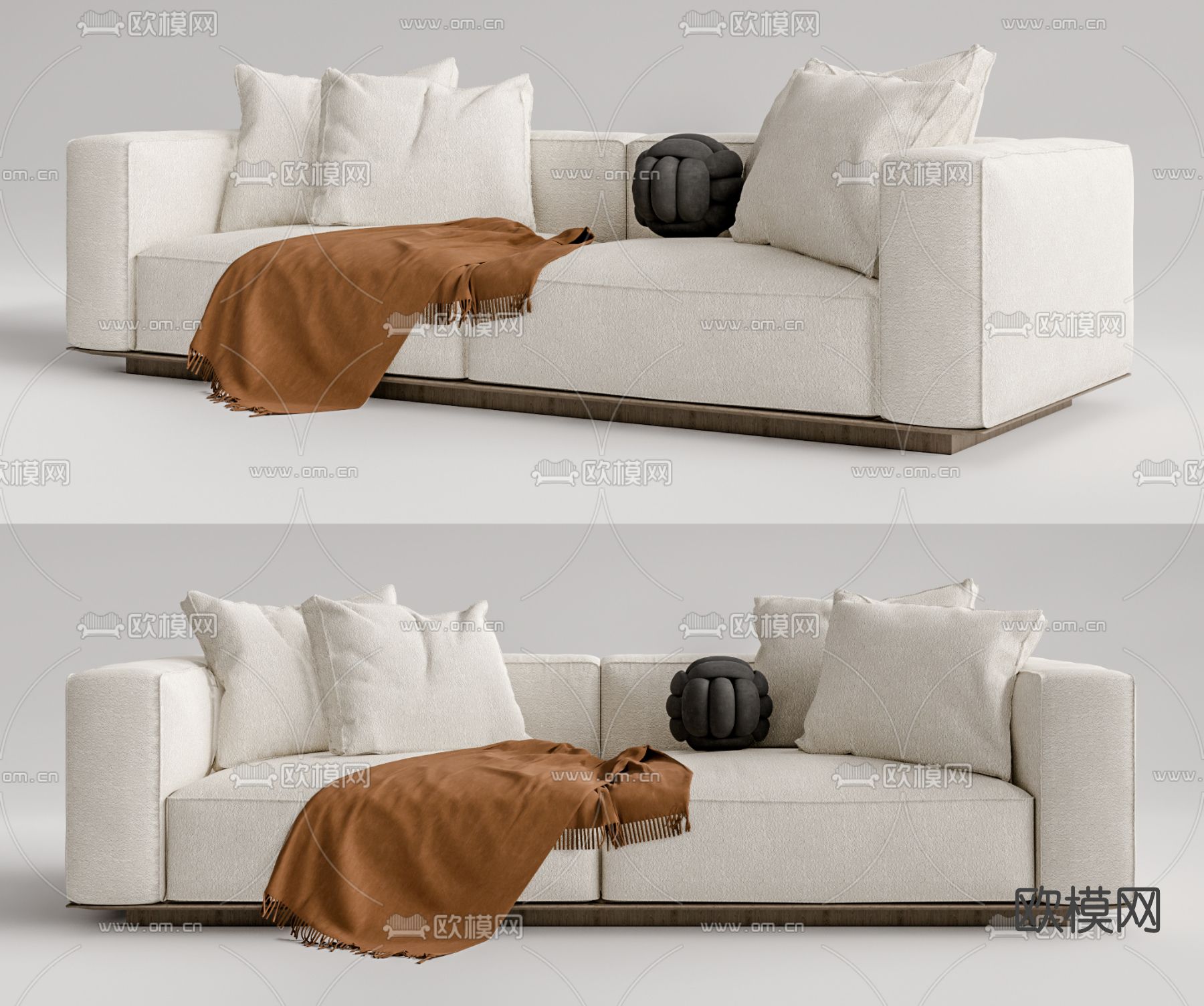 现代布艺双人沙发su模型