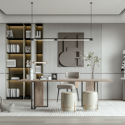 现代书房su模型