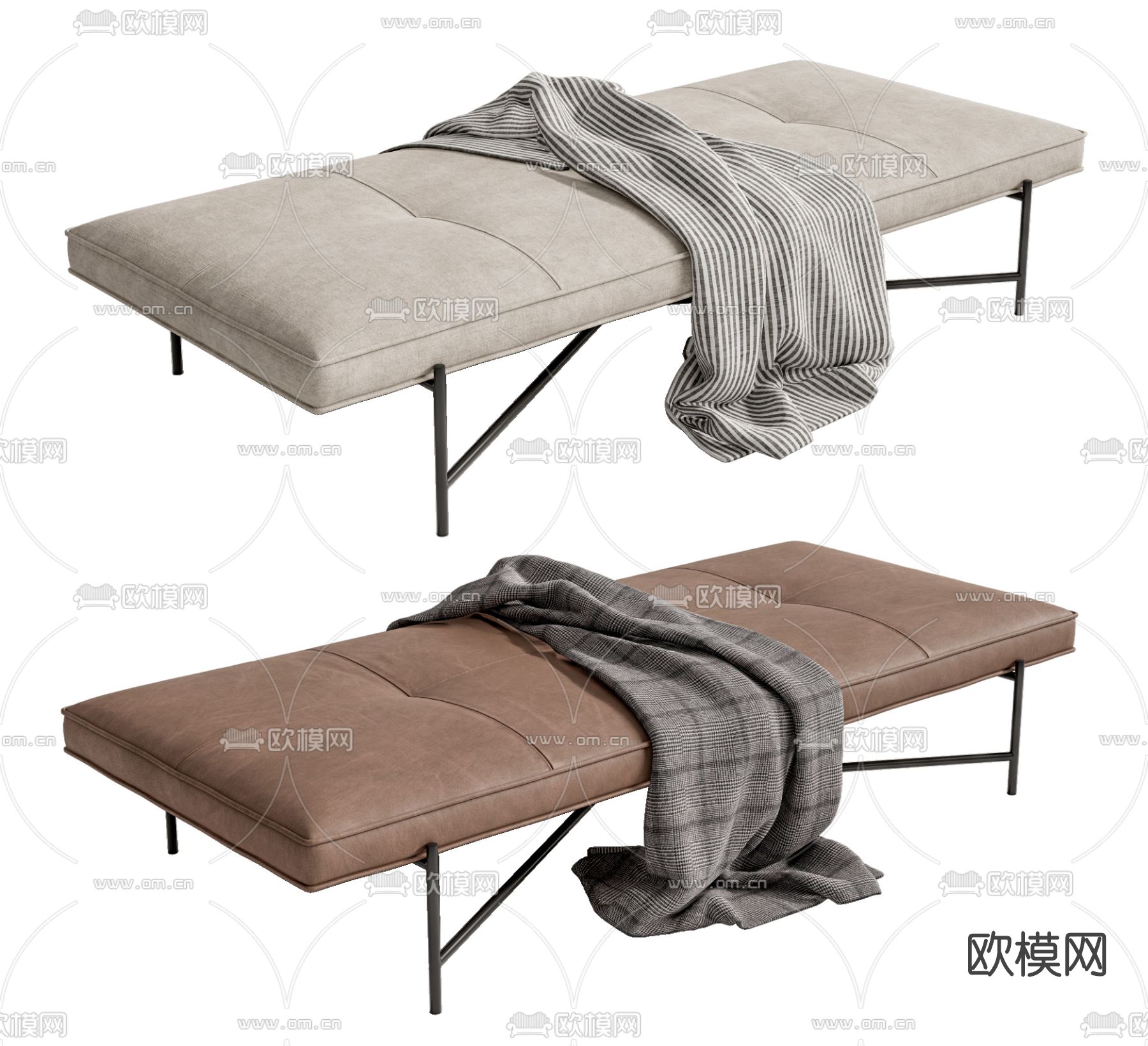 现代床尾凳脚踏su模型