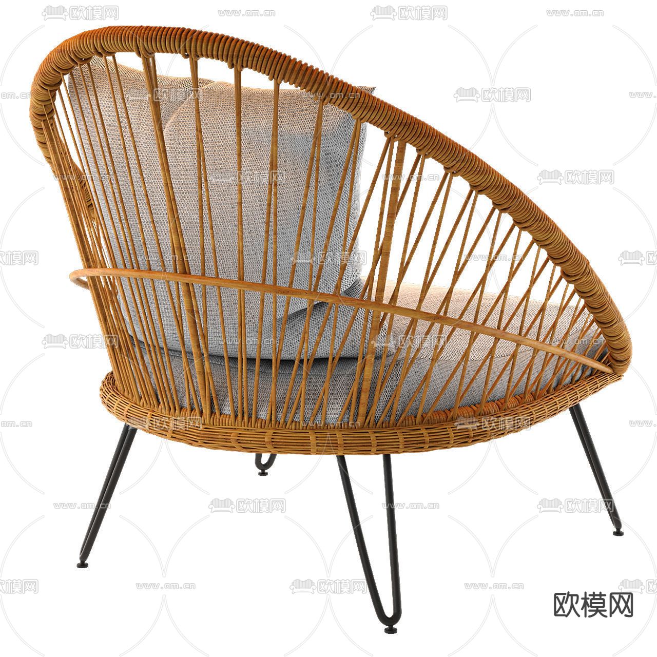 北欧藤编休闲椅3d模型