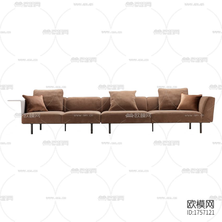 现代轻奢杏色绒布多人功能沙发下载