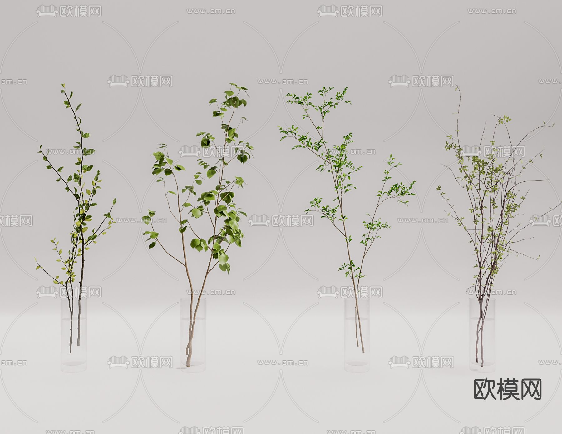 现代绿植花瓶su模型